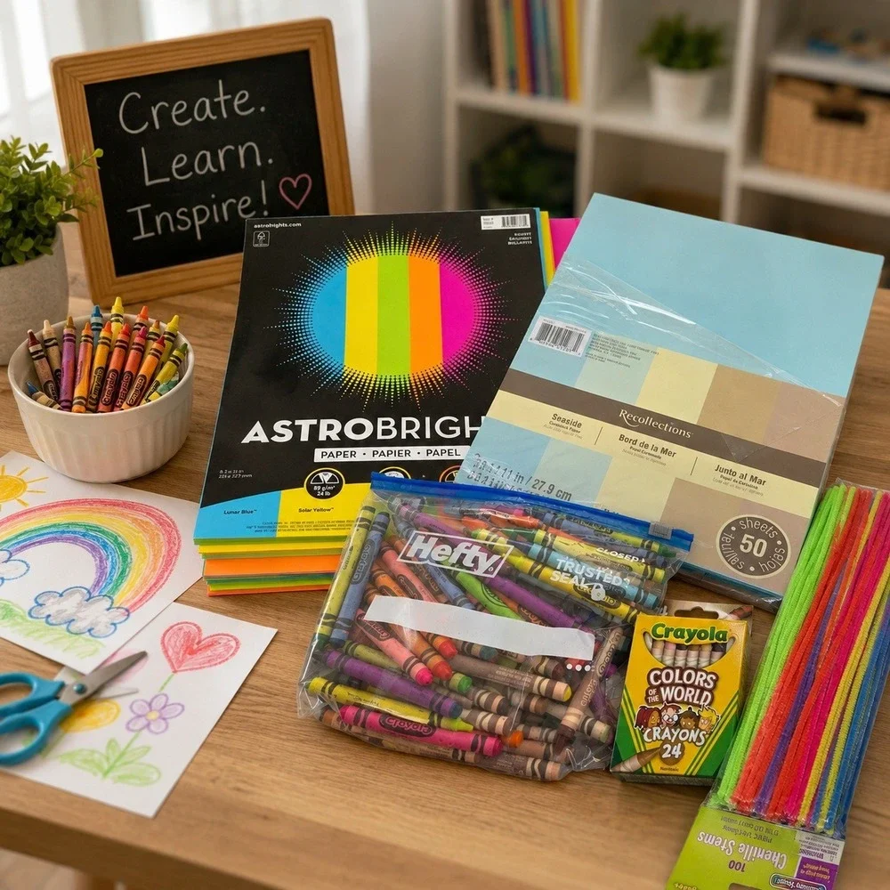 Homeschool Art Supply Bundle Crayola Paper Chenille Stems Crafts